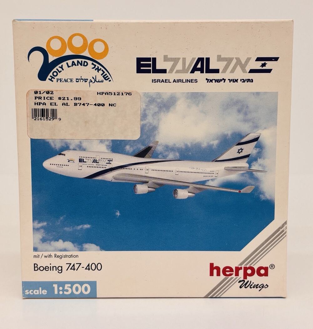 Herpa Wings 1:500 El Al Israel Airlines Boeing 747-400 Diecast 512176 New